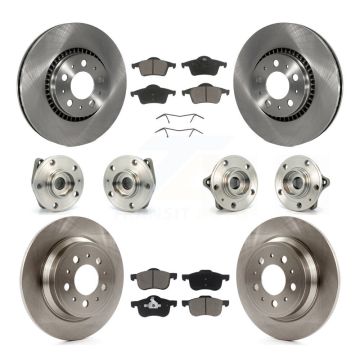 Front Rear Hub Bearings Disc Brake Rotors And Pads Kit (10Pc) For Volvo S60 XC70 V70 S80 KBB-119137