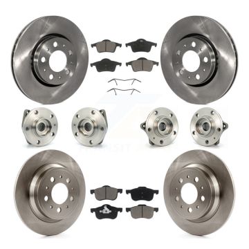 Front Rear Hub Bearings Disc Brake Rotors And Pads Kit (10Pc) For Volvo S60 XC70 V70 S80 KBB-119139