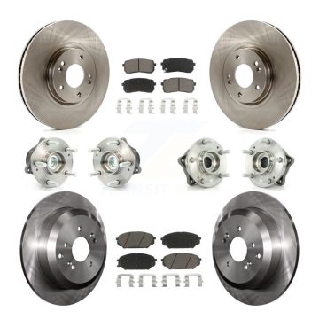 Front Rear Hub Bearing Disc Brake Rotor Pad Kit (10Pc) For 2007-2012 Hyundai Veracruz FWD KBB-119141