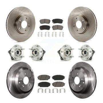 Front Rear Hub Bearing Disc Brake Rotor Pad Kit (10Pc) For 2007-2012 Hyundai Veracruz AWD KBB-119142