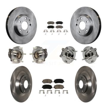 Front Rear Hub Bearing Disc Brake Rotors And Pads Kit (10Pc) For 2013-2015 Mazda CX-5 FWD KBB-119143