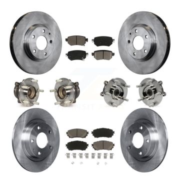 Front Rear Hub Bearing Disc Brake Rotor And Ceramic Pads Kit (10Pc) For 2016-2018 Mazda 6 KBB-119145