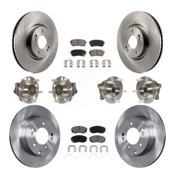 Front Rear Hub Bearings Disc Brake Rotors And Ceramic Pads Kit (10Pc) For Kia Optima KBB-119149