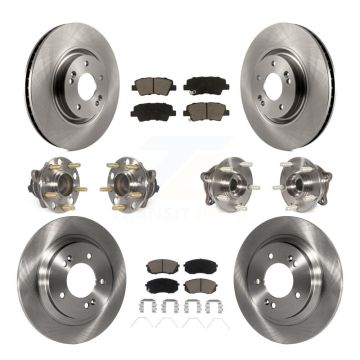 Front Rear Hub Bearings Disc Brake Rotors And Ceramic Pads Kit (10Pc) For Kia Optima KBB-119150