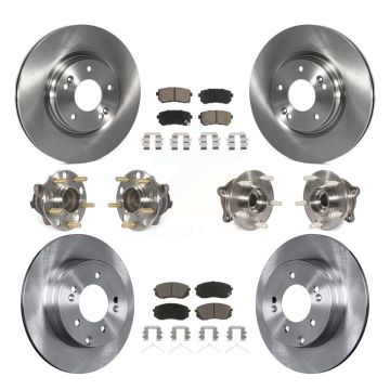Front Rear Hub Bearings Disc Brake Rotors And Ceramic Pads Kit (10Pc) For Kia Optima KBB-119151