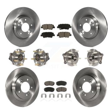 Front Rear Hub Bearings Disc Brake Rotors And Ceramic Pads Kit (10Pc) For Kia Optima KBB-119152