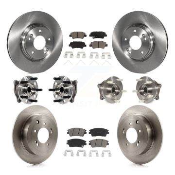 Front Rear Hub Bearing Disc Brake Rotor & Pads Kit (10Pc) For Hyundai Tucson Kia Sportage KBB-119154
