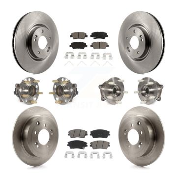 Front Rear Hub Bearings Disc Brake Rotors And Ceramic Pads Kit (10Pc) For Kia Sportage KBB-119155