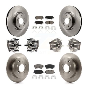 Front Rear Hub Bearings Disc Brake Rotors And Ceramic Pads Kit (10Pc) For Kia Sportage KBB-119156