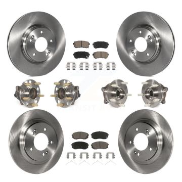 Front Rear Hub Bearings Disc Brake Rotors And Ceramic Pads Kit (10Pc) For Kia Optima KBB-119157