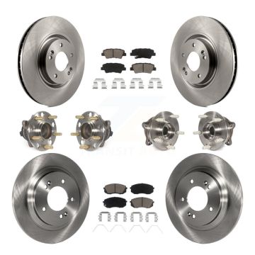 Front Rear Hub Bearing Disc Brake Rotor Pad Kit (10Pc) For 2016 Hyundai Sonata GAS engine KBB-119158