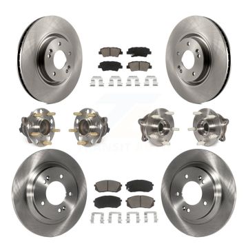 Front Rear Hub Bearing Disc Brake Rotor Pad Kit (10Pc) For 2015 Hyundai Sonata GAS engine KBB-119160