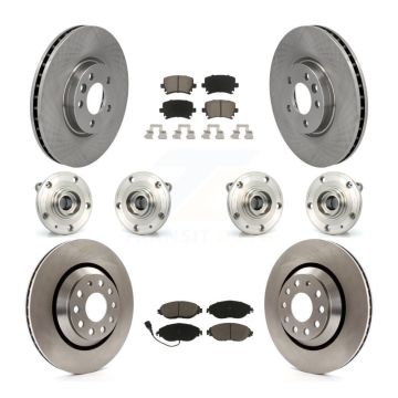 Front Rear Hub Bearing Disc Brake Rotor And Ceramic Pads Kit (10Pc) For Volkswagen CC AWD KBB-119162
