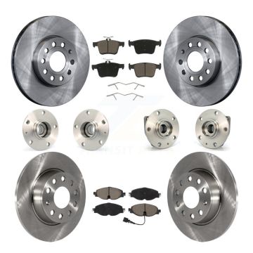 Front Rear Hub Bearing Disc Brake Rotor & Pads Kit (10Pc) For 2015-2019 Volkswagen e-Golf KBB-119167
