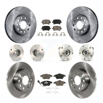 Front Rear Hub Bearing Disc Brake Rotor And Ceramic Pads Kit (10Pc) For Volkswagen Rabbit KBB-119168