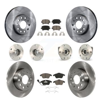 Front Rear Hub Bearing Disc Brake Rotor And Ceramic Pads Kit (10Pc) For Volkswagen Rabbit KBB-119169