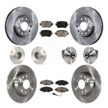 Front Rear Hub Bearing Disc Brake Rotor And Pad Kit (10Pc) For Volkswagen Golf SportWagen KBB-119170