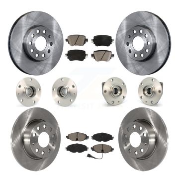 Front Rear Hub Bearing Disc Brake Rotor And Pad Kit (10Pc) For Volkswagen Golf SportWagen KBB-119171