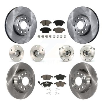 Front Rear Hub Bearing Disc Brake Rotor And Ceramic Pads Kit (10Pc) For Volkswagen Beetle KBB-119172