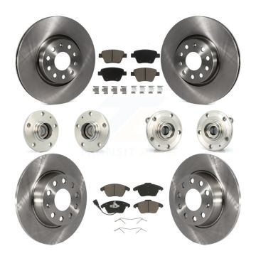 Front Rear Hub Bearings Disc Brake Rotors And Pads Kit (10Pc) For Volkswagen Beetle GTI KBB-119173