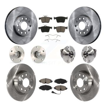 Front Rear Hub Bearing Disc Brake Rotor And Ceramic Pads Kit (10Pc) For 2016 Audi A3 2.0L KBB-119174
