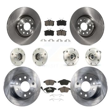 Front Rear Hub Bearings Disc Brake Rotors And Pads Kit (10Pc) For Volkswagen Jetta Beetle KBB-119177