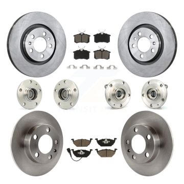Front Rear Hub Bearing Disc Brake Rotors And Ceramic Pads Kit (10Pc) For Volkswagen Jetta KBB-119179