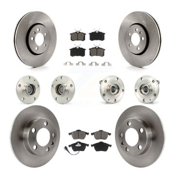 Front Rear Hub Bearing Disc Brake Rotors And Ceramic Pads Kit (10Pc) For Volkswagen Jetta KBB-119180