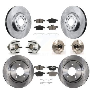 Front Rear Hub Bearing Disc Brake Rotor Pads Kit (10Pc) For Mazda 3 2.3L with 4-Wheel ABS KBB-119186