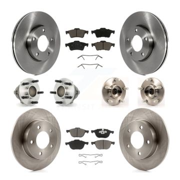 Front Rear Hub Bearing Disc Brake Rotor Pads Kit (10Pc) For Mazda 3 2.0L with 4-Wheel ABS KBB-119188