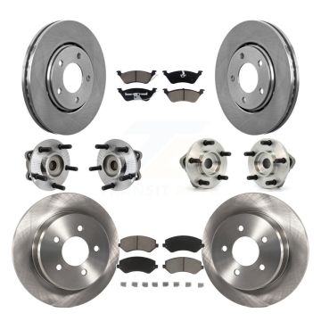 Front Rear Hub Bearing Brake Rotor Pad Kit (10Pc) For Dodge Caravan Grand Chrysler Town & KBB-119195