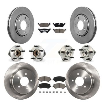 Front Rear Hub Bearing Brake Rotor Pad Kit (10Pc) For Dodge Caravan Grand Chrysler Town & KBB-119196