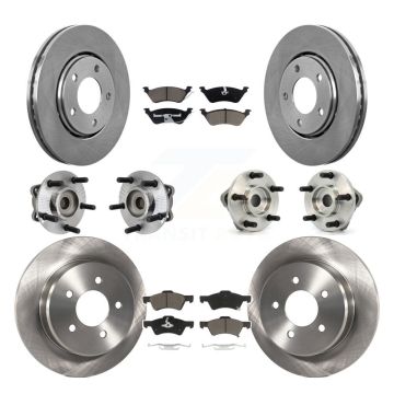 Front Rear Hub Bearings Disc Brake Rotors And Ceramic Pads Kit (10Pc) For Dodge Caravan KBB-119198