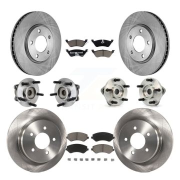 Front Rear Hub Bearing Disc Brake Rotors And Ceramic Pads Kit (10Pc) For Chrysler Voyager KBB-119199