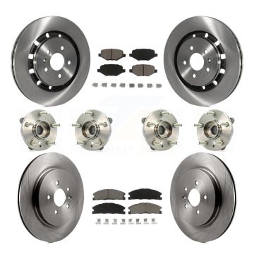 Front Rear Hub Bearing Brake Rotor & Pads Kit (10Pc) For Ford Lincoln Flex MKS Taurus MKT KBB-119204