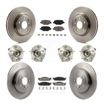 Front Rear Hub Bearing Brake Rotor & Pads Kit (10Pc) For Ford Flex Taurus Lincoln MKT MKS KBB-119205