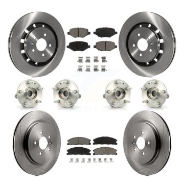 Front Rear Hub Bearings Disc Brake Rotors And Ceramic Pads Kit (10Pc) For Ford Explorer KBB-119206