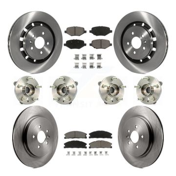 Front Rear Hub Bearing Disc Brake Rotor & Pad Kit (10Pc) For Ford Flex Taurus Lincoln MKS KBB-119207