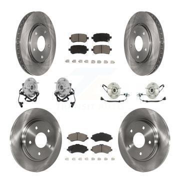 Front Rear Hub Bearing Brake Rotor Pad Kit (10Pc) For Dodge Grand Caravan Chrysler Town & KBB-119213