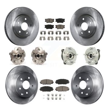 Front Rear Hub Bearings Disc Brake Rotors And Ceramic Pads Kit (10Pc) For Toyota RAV4 KBB-119217