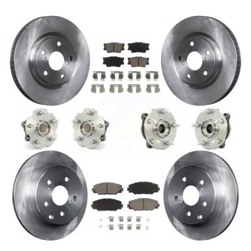 Front Rear Hub Bearings Disc Brake Rotors And Ceramic Pads Kit (10Pc) For Toyota RAV4 KBB-119218
