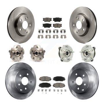 Front Rear Hub Bearing Brake Rotor & Pad Kit (10Pc) For 2013-2018 Toyota RAV4 LE with AWD KBB-119219