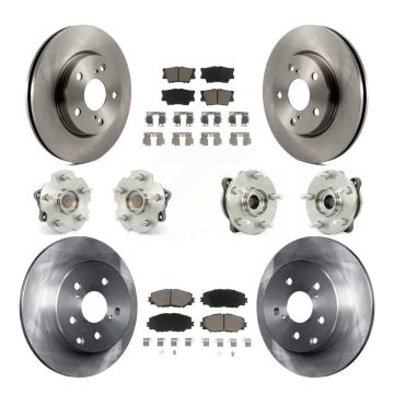 Front Rear Hub Bearing Brake Rotor & Pad Kit (10Pc) For 2013-2018 Toyota RAV4 LE with FWD KBB-119220