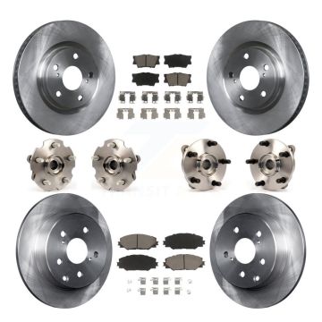 Front Rear Hub Bearing Brake Rotor & Pads Kit (10Pc) For Toyota RAV4 With 3rd Row Seating KBB-119221