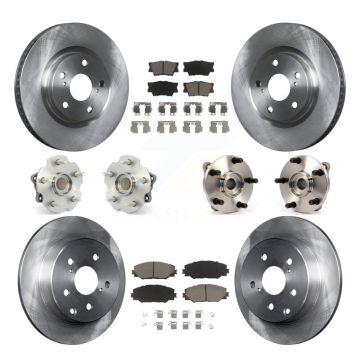 Front Rear Hub Bearing Brake Rotor & Pads Kit (10Pc) For Toyota RAV4 With 3rd Row Seating KBB-119222