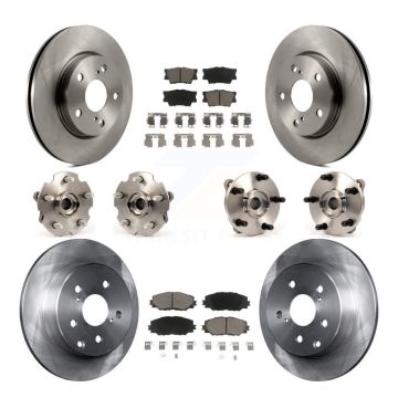 Front Rear Hub Bearing Brake Rotor Pad Kit (10Pc) For Toyota RAV4 Without 3rd Row Seating KBB-119223