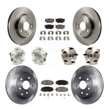 Front Rear Hub Bearing Disc Brake Rotors And Pads Kit (10Pc) For Toyota RAV4 Lexus HS250h KBB-119224