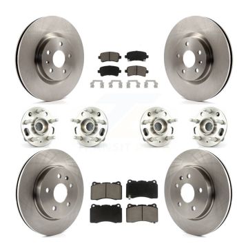 Front Rear Hub Bearings Disc Brake Rotors And Ceramic Pads Kit (10Pc) For Cadillac XTS KBB-119230