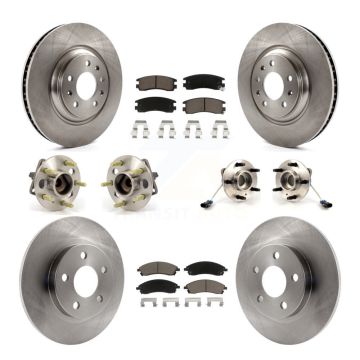Front Rear Hub Bearing Disc Brake Rotor & Pads Kit (10Pc) For 2004 Pontiac Bonneville GXP KBB-119234