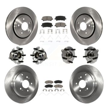 Front Rear Hub Bearings Disc Brake Rotors And Pads Kit (10Pc) For 2015-2017 Honda Odyssey KBB-119235
